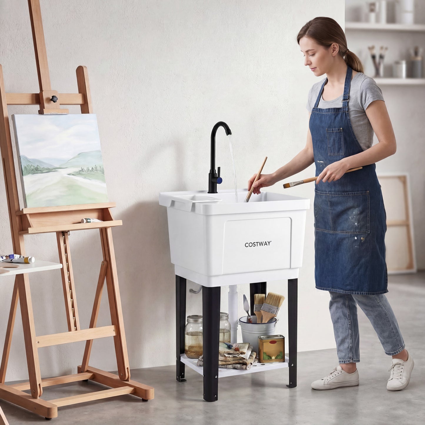 14.5 Gal Utility Sink Laundry Tub, Rotating Faucet Bathroom Sinks at Gallery Canada
