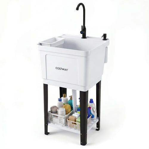 14.5 Gal Utility Sink Laundry Tub, Rotating Faucet