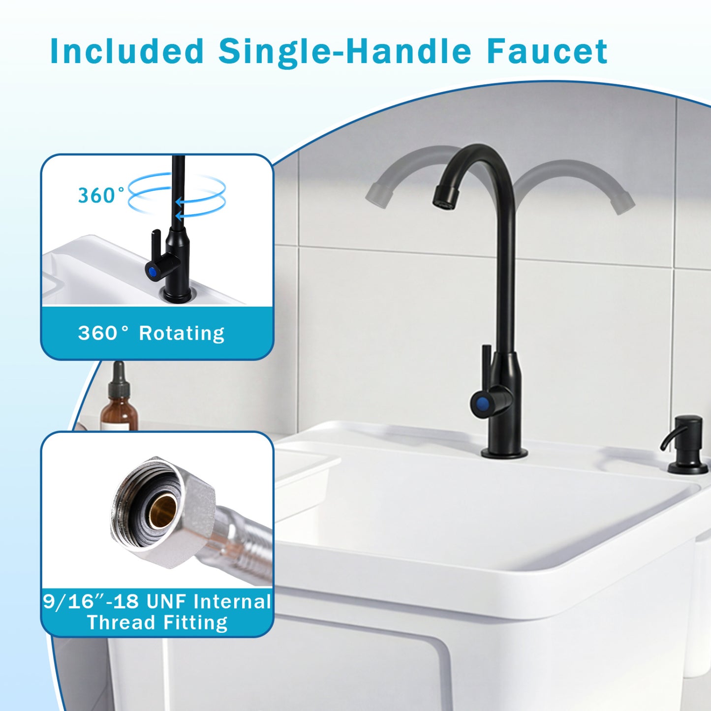 14.5 Gal Utility Sink Laundry Tub, Rotating Faucet Bathroom Sinks at Gallery Canada