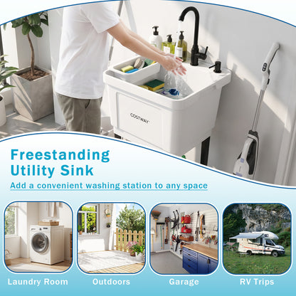 14.5 Gal Utility Sink Laundry Tub, Rotating Faucet Bathroom Sinks at Gallery Canada