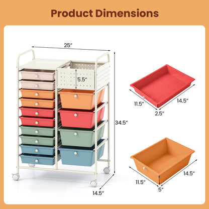 14-Drawer Rolling Storage Cart, Metal Tabletop, Macaron File Cabinets at Gallery Canada