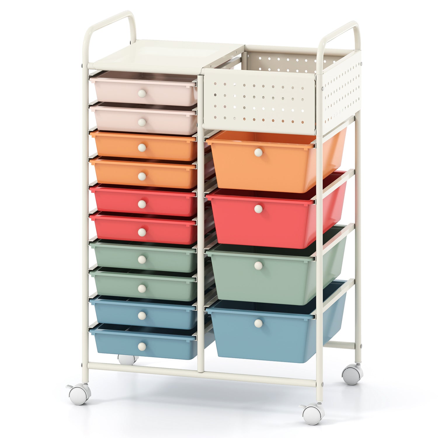 14-Drawer Rolling Storage Cart, Metal Tabletop, Macaron File Cabinets Macaron at Gallery Canada