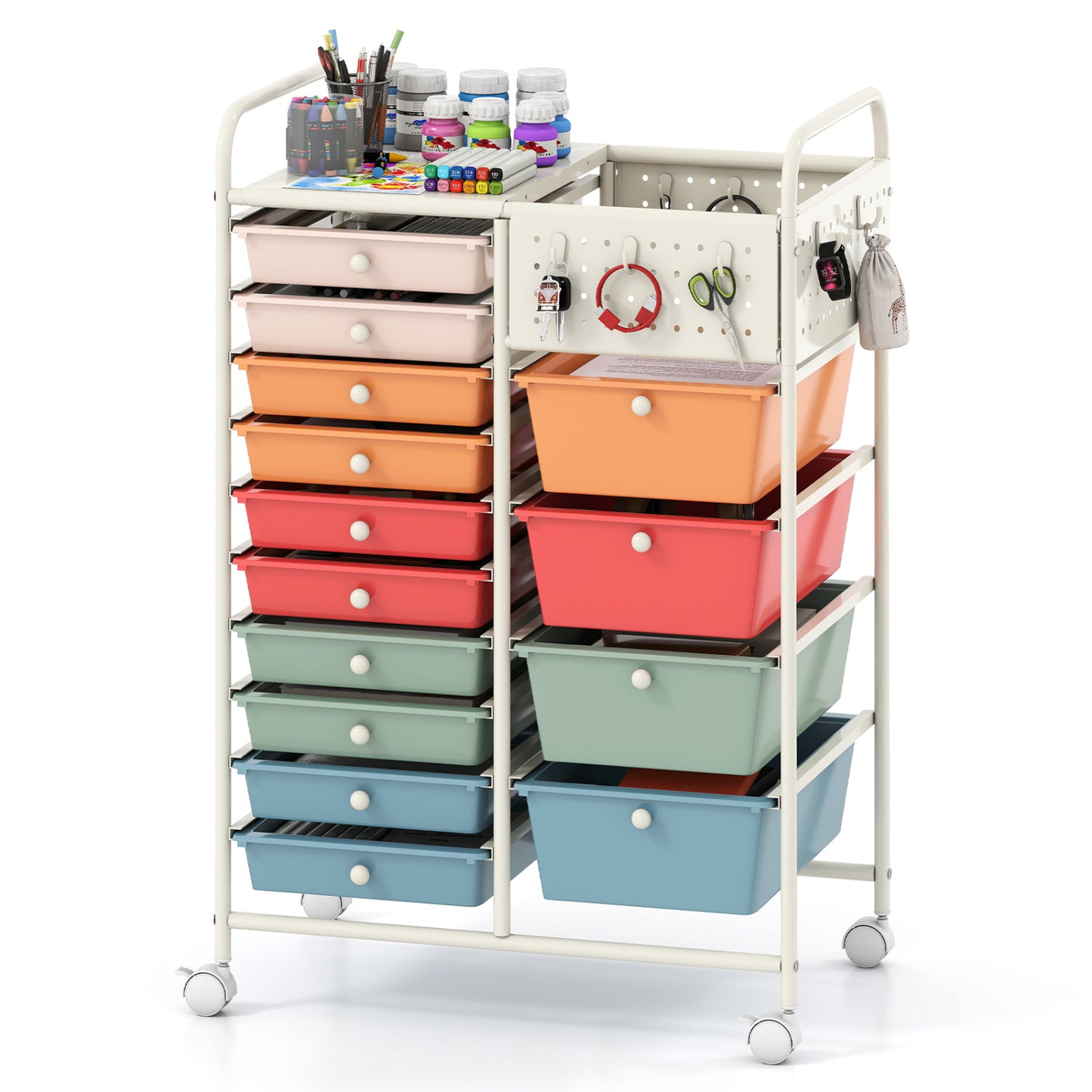 14-Drawer Rolling Storage Cart, Metal Tabletop, Macaron File Cabinets at Gallery Canada