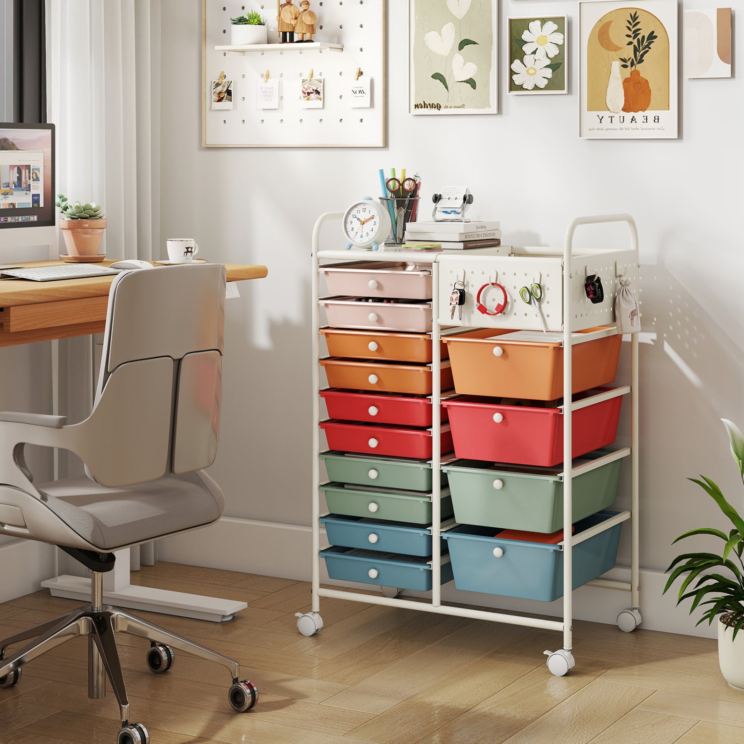 14-Drawer Rolling Storage Cart, Metal Tabletop, Macaron File Cabinets at Gallery Canada