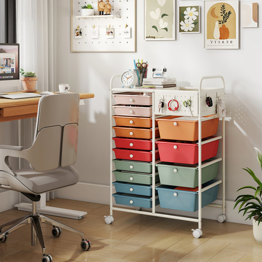 14-Drawer Rolling Storage Cart, Metal Tabletop, Macaron File Cabinets Macaron at Gallery Canada