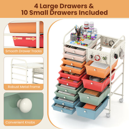 14-Drawer Rolling Storage Cart, Metal Tabletop, Macaron File Cabinets at Gallery Canada