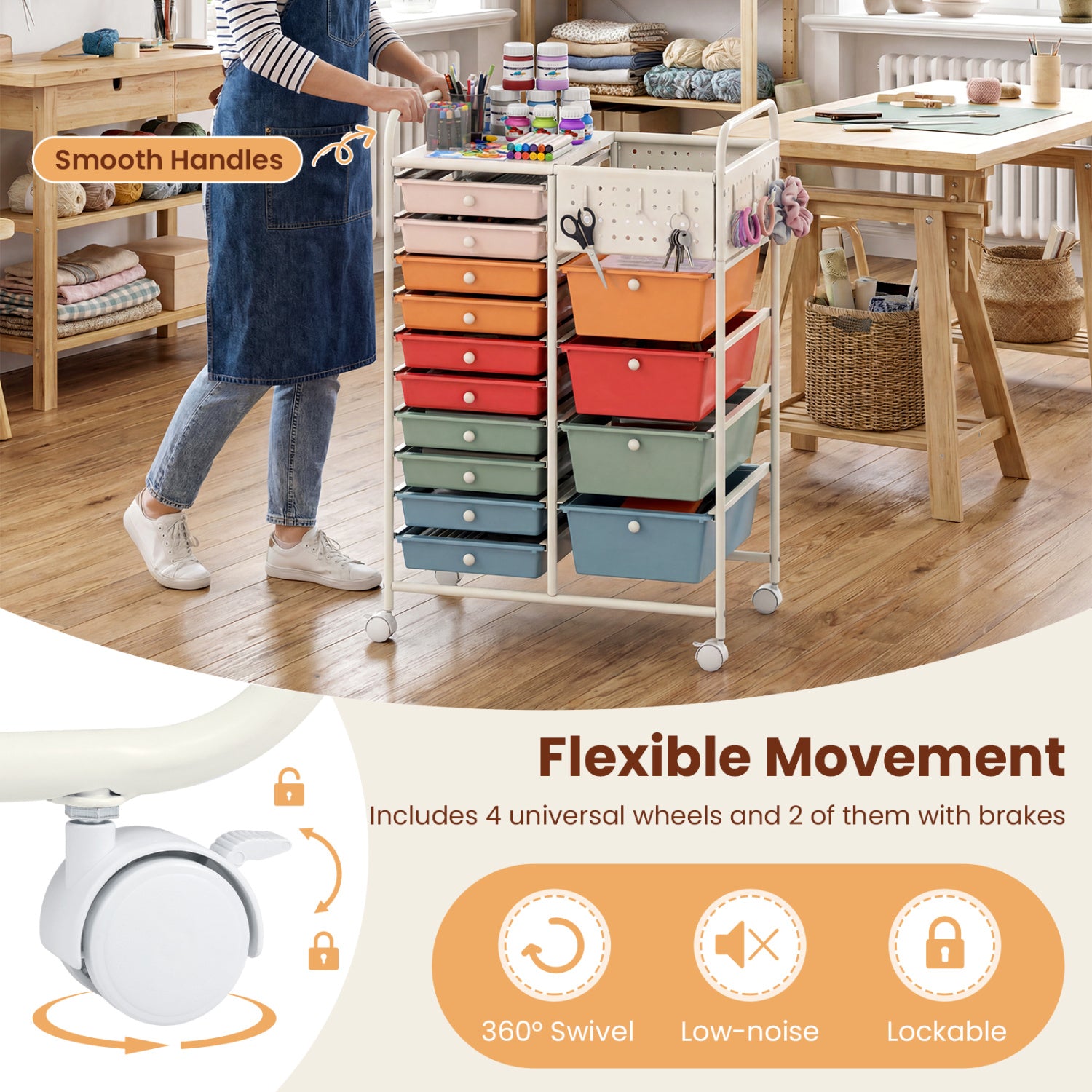 14-Drawer Rolling Storage Cart, Metal Tabletop, Macaron File Cabinets at Gallery Canada