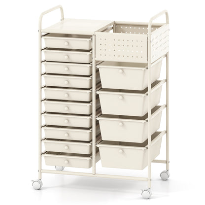14-Drawer Rolling Storage Cart With Metal Tabletop, White File Cabinets at Gallery Canada