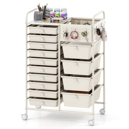 14-Drawer Rolling Storage Cart With Metal Tabletop, White File Cabinets at Gallery Canada