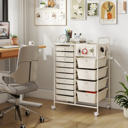14-Drawer Rolling Storage Cart With Metal Tabletop, White File Cabinets at Gallery Canada