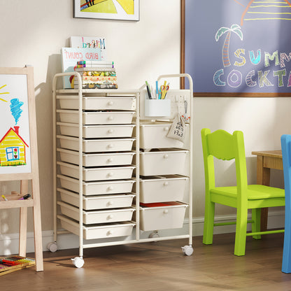14-Drawer Rolling Storage Cart With Metal Tabletop, White File Cabinets at Gallery Canada