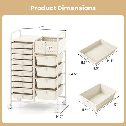 14-Drawer Rolling Storage Cart With Metal Tabletop, White File Cabinets at Gallery Canada