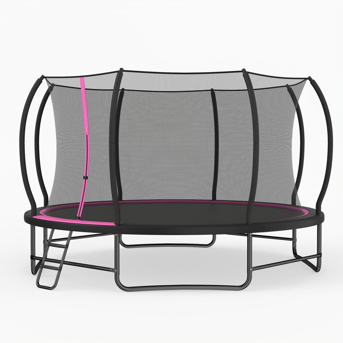 14 Ft Outdoor Recreational Trampoline, 4 Stabilizer Bars, Pink