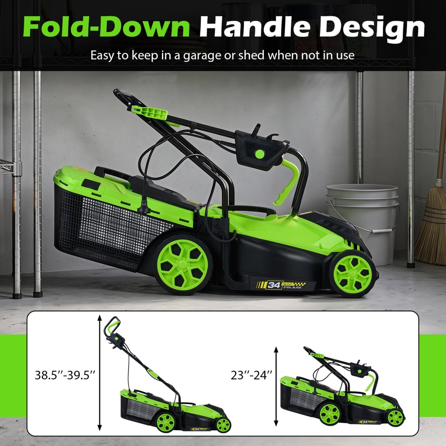 14-Inch 12-Amp Corded Electric Lawn Mower, 5-Position, Green Lawn Care Tools at Gallery Canada