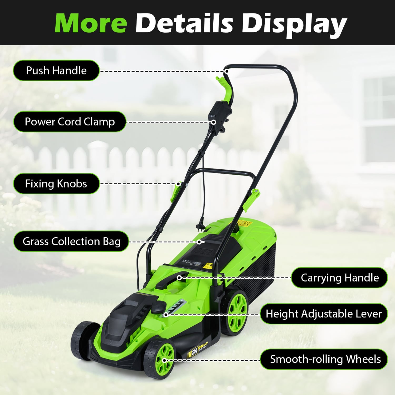 14-Inch 12-Amp Corded Electric Lawn Mower, 5-Position, Green Lawn Care Tools at Gallery Canada