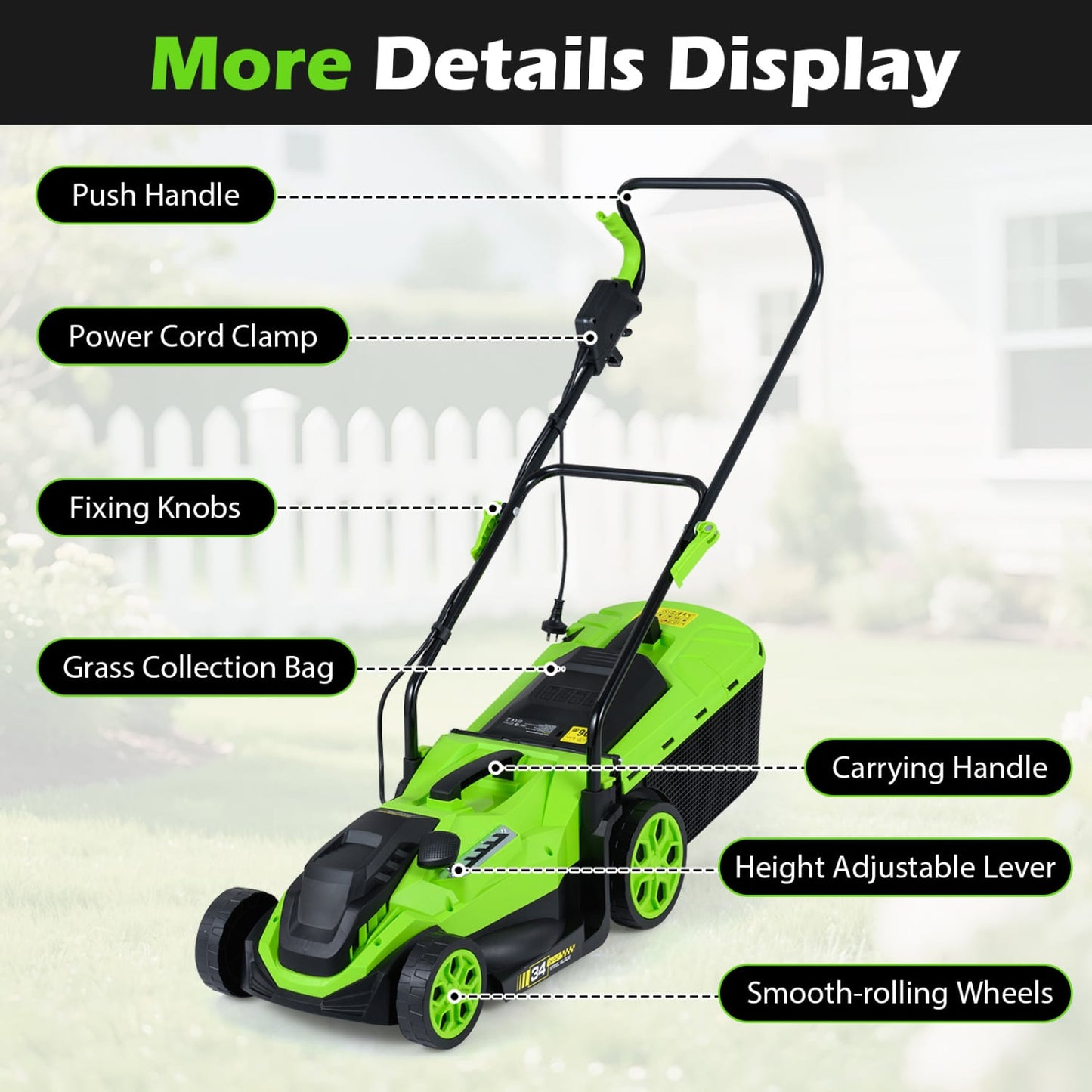 14-Inch 12-Amp Corded Electric Lawn Mower, 5-Position, Green Lawn Care Tools at Gallery Canada
