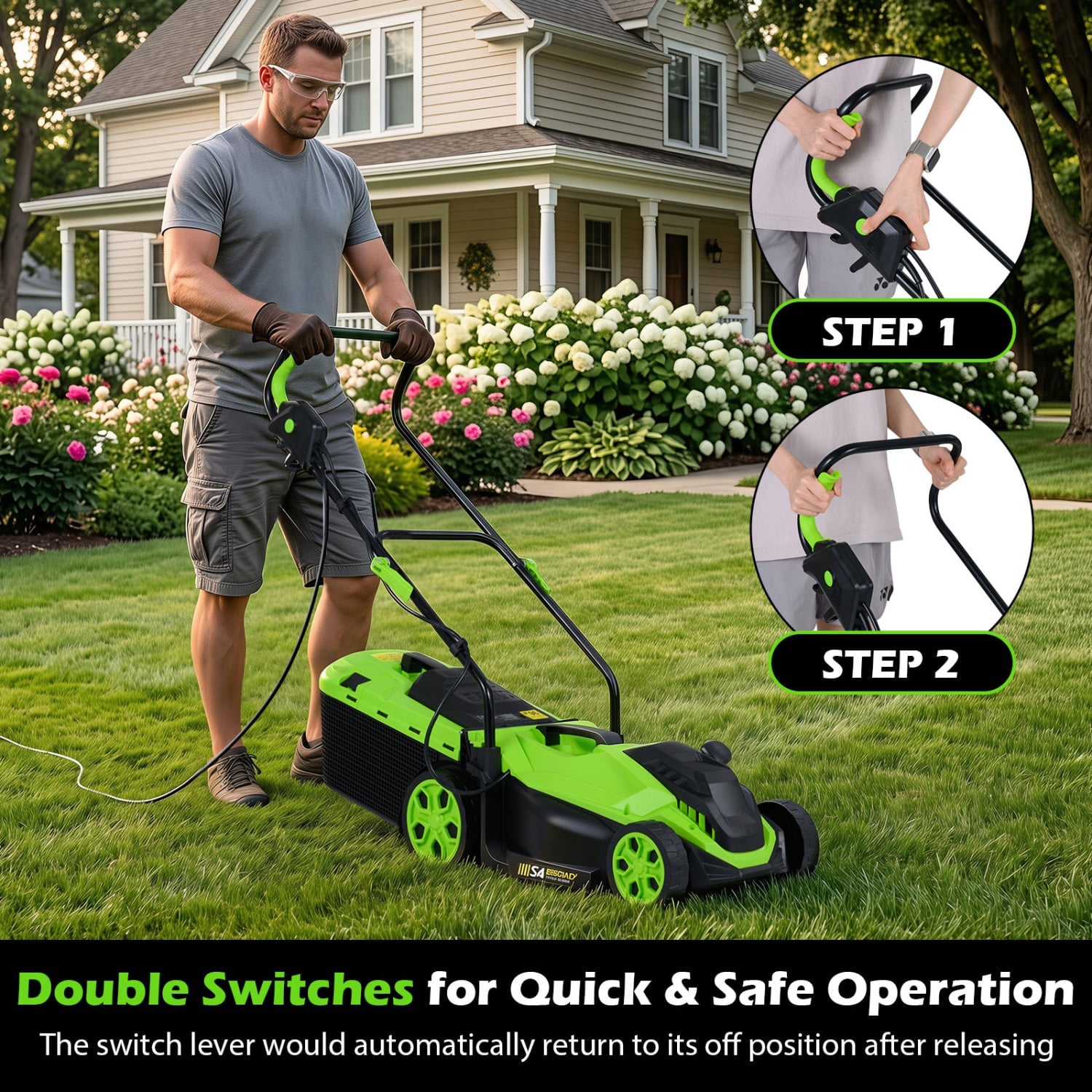 14-Inch 12-Amp Corded Electric Lawn Mower, 5-Position, Green Lawn Care Tools at Gallery Canada