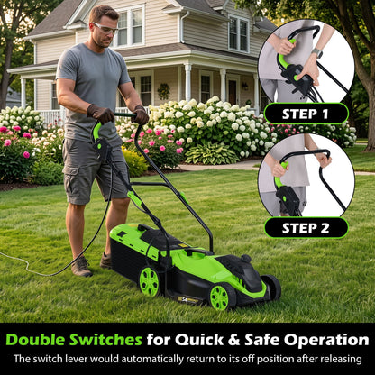 14-Inch 12-Amp Corded Electric Lawn Mower, 5-Position, Green Lawn Care Tools at Gallery Canada