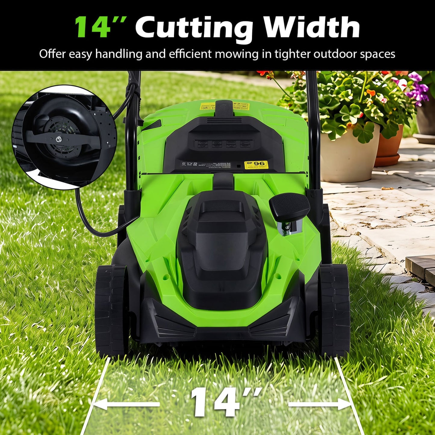 14-Inch 12-Amp Corded Electric Lawn Mower, 5-Position, Green Lawn Care Tools at Gallery Canada