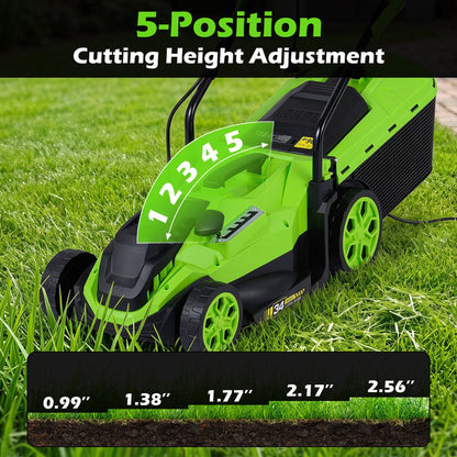 14-Inch 12-Amp Corded Electric Lawn Mower, 5-Position, Green Lawn Care Tools at Gallery Canada