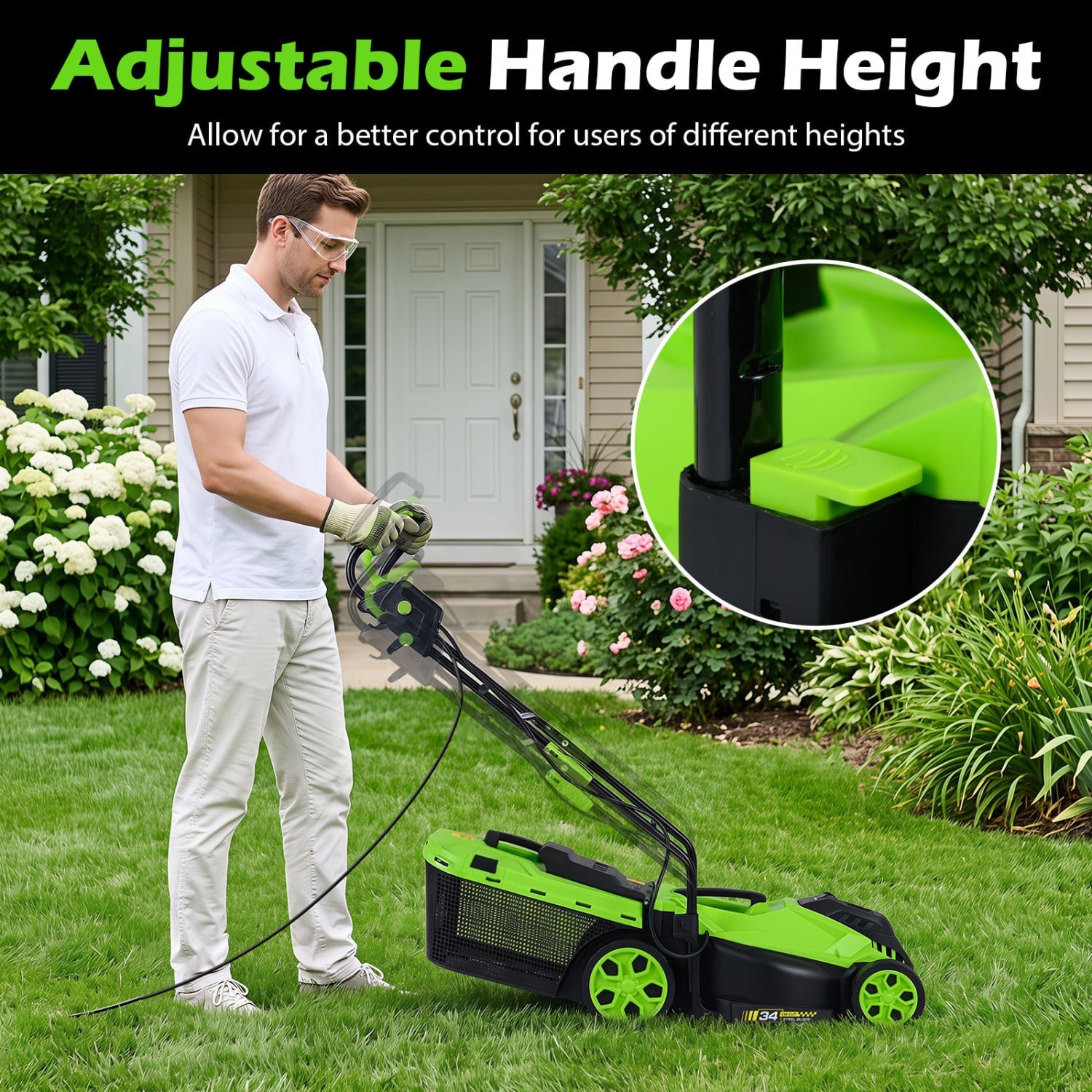 14-Inch 12-Amp Corded Electric Lawn Mower, 5-Position, Green Lawn Care Tools at Gallery Canada