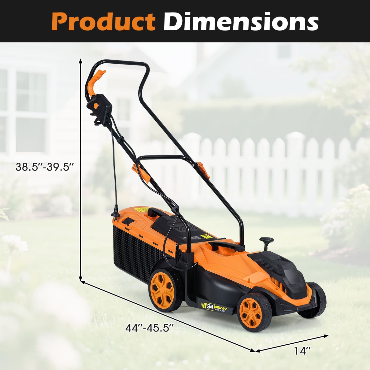 14-Inch 12-Amp Corded Lawn Mower, 5-Position Height, Orange Lawn Care Tools at Gallery Canada