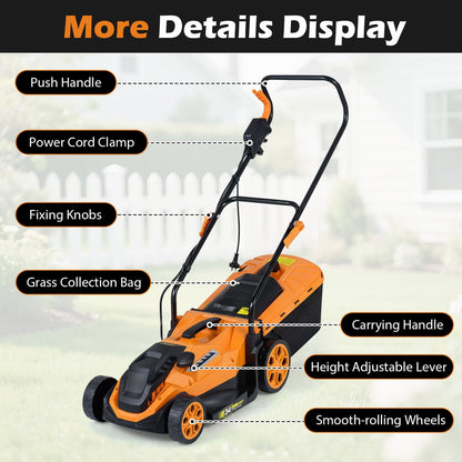 14-Inch 12-Amp Corded Lawn Mower, 5-Position Height, Orange Lawn Care Tools at Gallery Canada