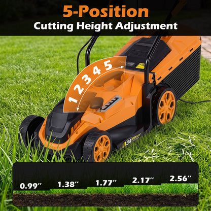 14-Inch 12-Amp Corded Lawn Mower, 5-Position Height, Orange Lawn Care Tools at Gallery Canada