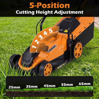 14-Inch 12-Amp Corded Lawn Mower, 5-Position Height, Orange Lawn Care Tools at Gallery Canada