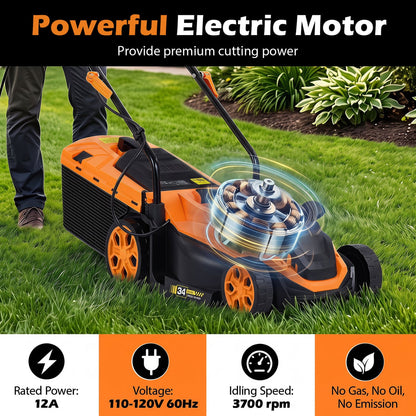 14-Inch 12-Amp Corded Lawn Mower, 5-Position Height, Orange Lawn Care Tools at Gallery Canada