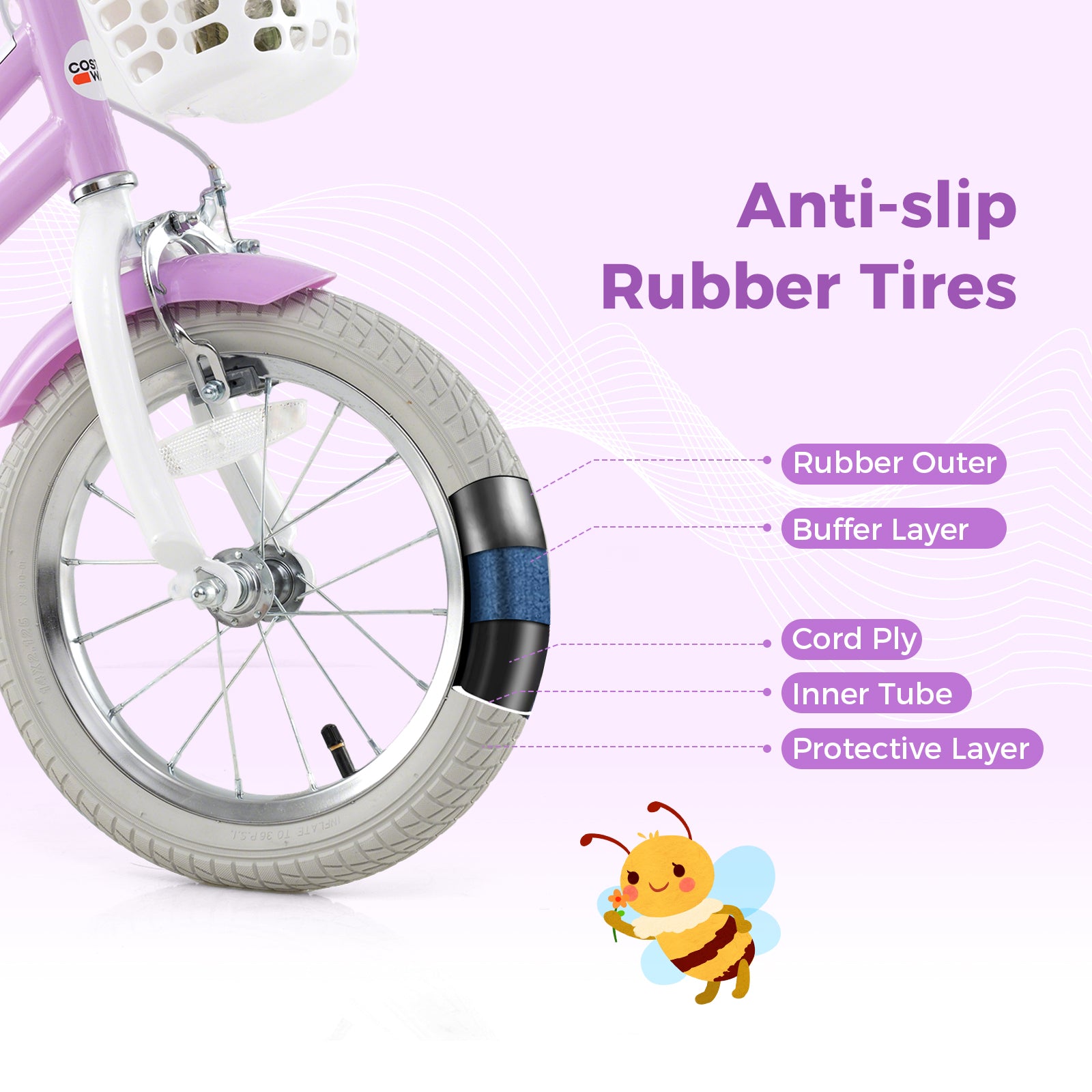 14 Inch Girls Bike, Doll Seat, Streamers, Kids 3-5 Years, Purple Kids Bike at Gallery Canada