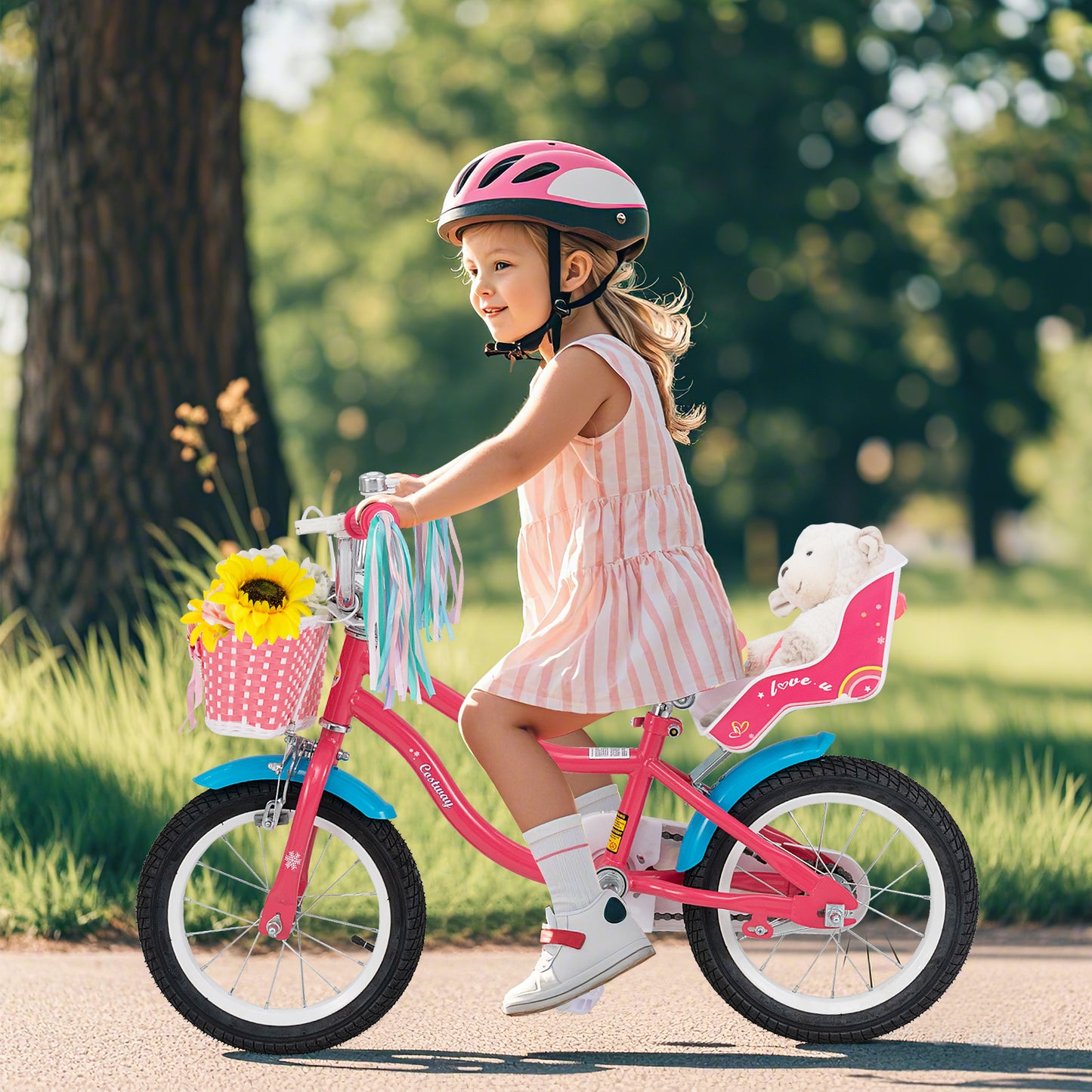 14 Inch Girls Bike, For 3-5 Years Old, With Doll Seat And Training Wheels, Pink Kids Bike at Gallery Canada
