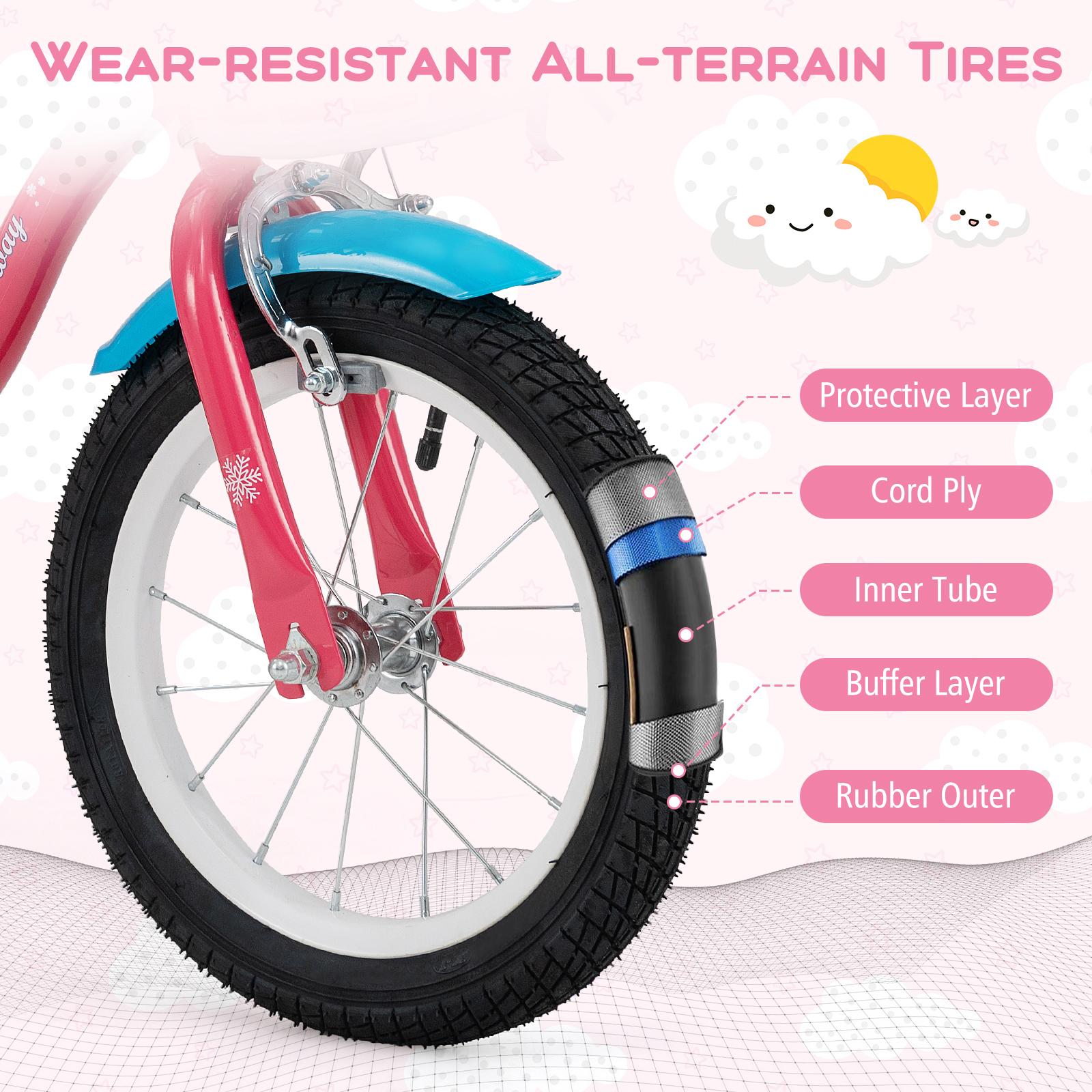 14 Inch Girls Bike, For 3-5 Years Old, With Doll Seat And Training Wheels, Pink Kids Bike at Gallery Canada