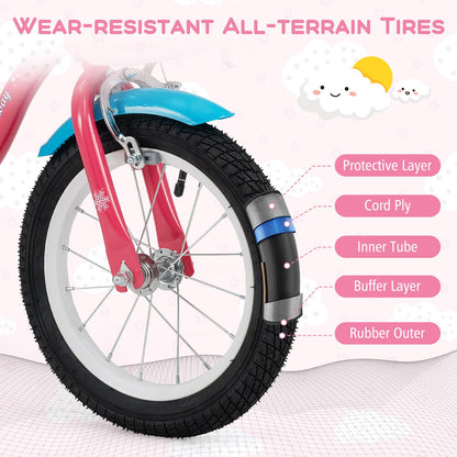 14 Inch Girls Bike, For 3-5 Years Old, With Doll Seat And Training Wheels, Pink Kids Bike at Gallery Canada