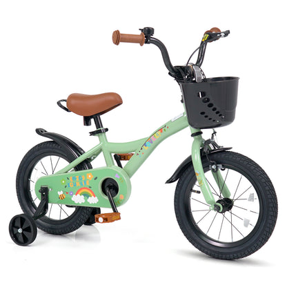 14 Inch Girls Bike with Basket, Green Kids Bike Green at Gallery Canada