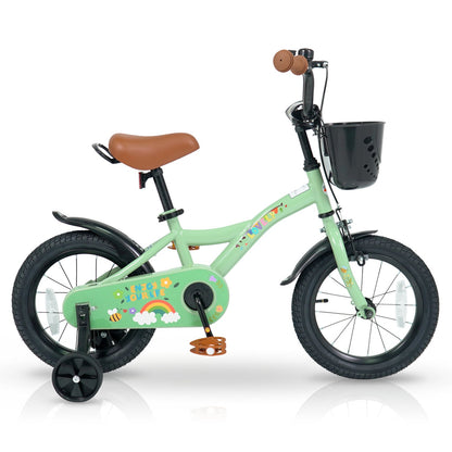 Vélo de fille 14 pouces avec panier, vert