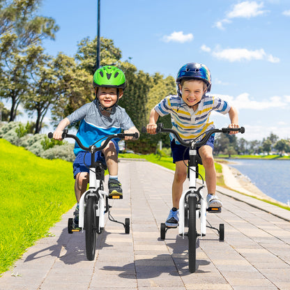 14 Inch Kids Bike Adjustable with 2 Training Wheels for 3-5 Years Old, White Kids Bike at Gallery Canada