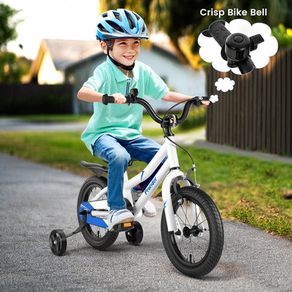 Vélo pour enfants 14 pouces, réglable, 2 roues stabilisatrices, 3-5 ans, blanc