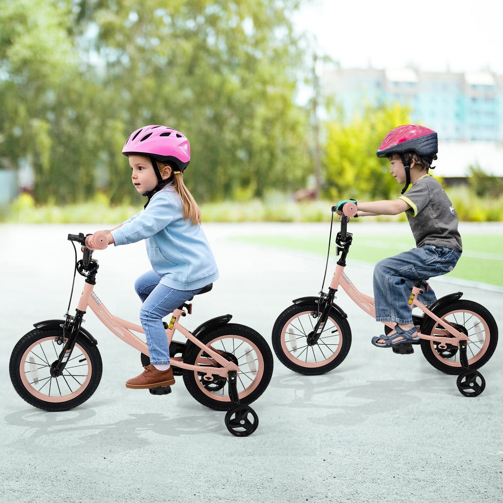 14 Inch Kids Bike Adjustable with Removable Training Wheels Pink for 3-8 Years Old, Pink Kids Bike at Gallery Canada