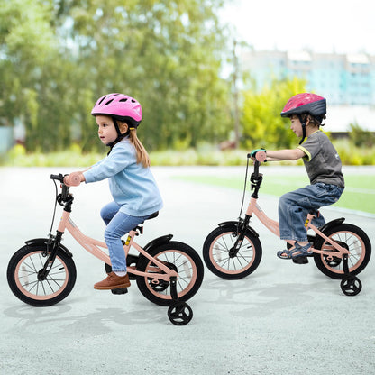 14 Inch Kids Bike Adjustable with Removable Training Wheels Pink for 3-8 Years Old, Pink Kids Bike at Gallery Canada