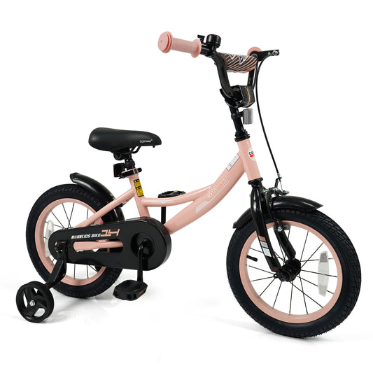 14 Inch Kids Bike Adjustable with Removable Training Wheels Pink for 3-8 Years Old, Pink Kids Bike Pink at Gallery Canada
