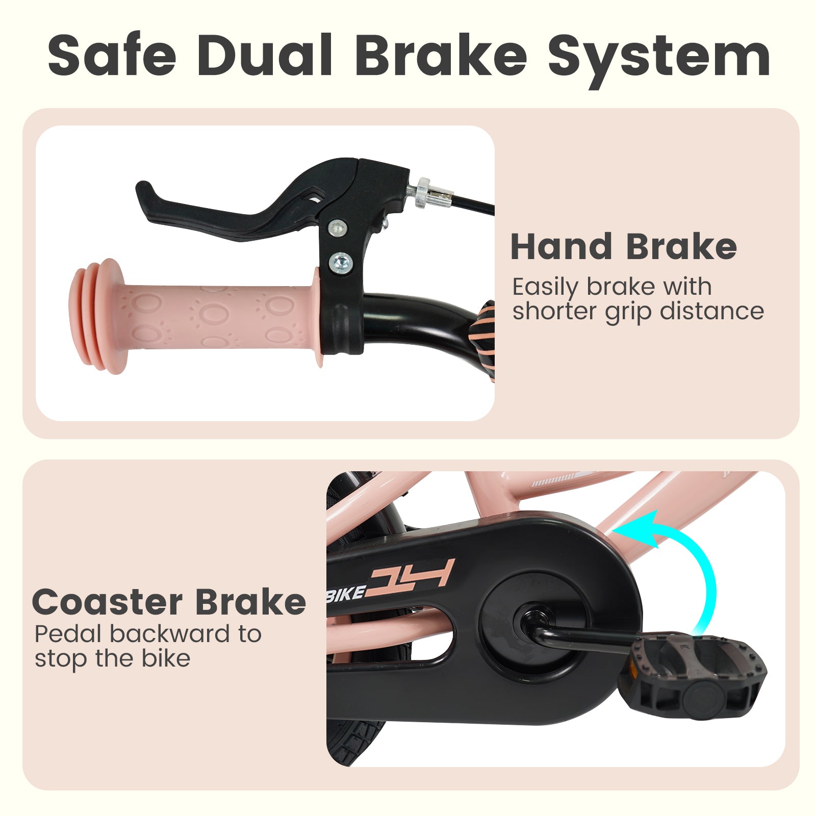 14 Inch Kids Bike Adjustable with Removable Training Wheels Pink for 3-8 Years Old, Pink Kids Bike at Gallery Canada