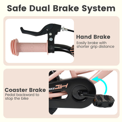 14 Inch Kids Bike Adjustable with Removable Training Wheels Pink for 3-8 Years Old, Pink Kids Bike at Gallery Canada