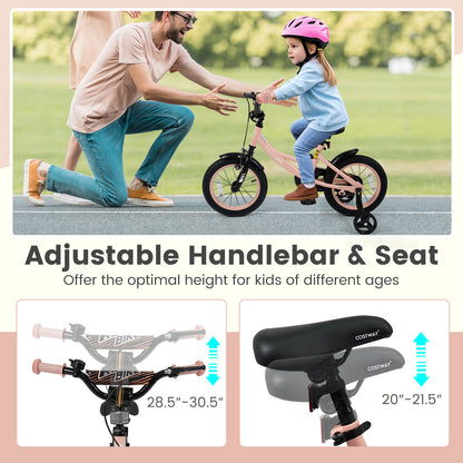 14 Inch Kids Bike Adjustable with Removable Training Wheels Pink for 3-8 Years Old, Pink Kids Bike at Gallery Canada