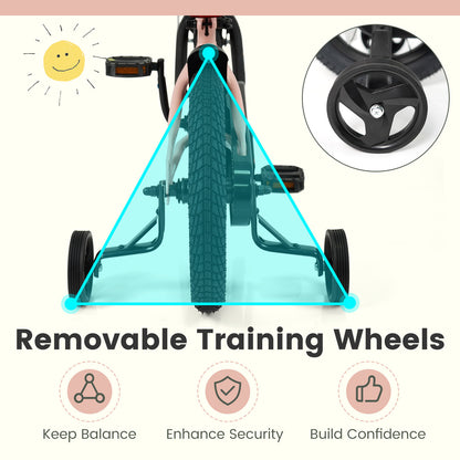 14 Inch Kids Bike Adjustable with Removable Training Wheels Pink for 3-8 Years Old, Pink Kids Bike at Gallery Canada