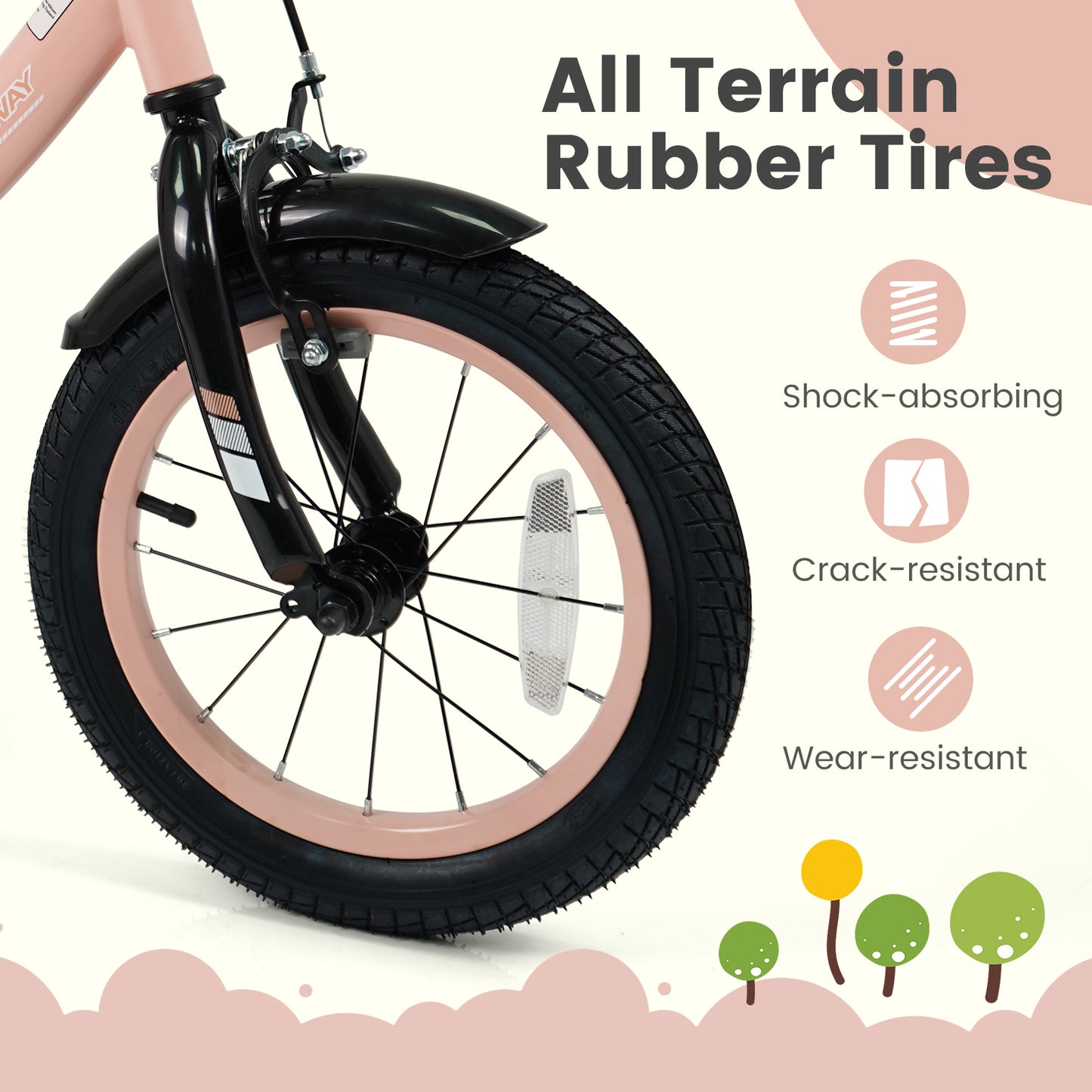 14 Inch Kids Bike Adjustable with Removable Training Wheels Pink for 3-8 Years Old, Pink Kids Bike at Gallery Canada