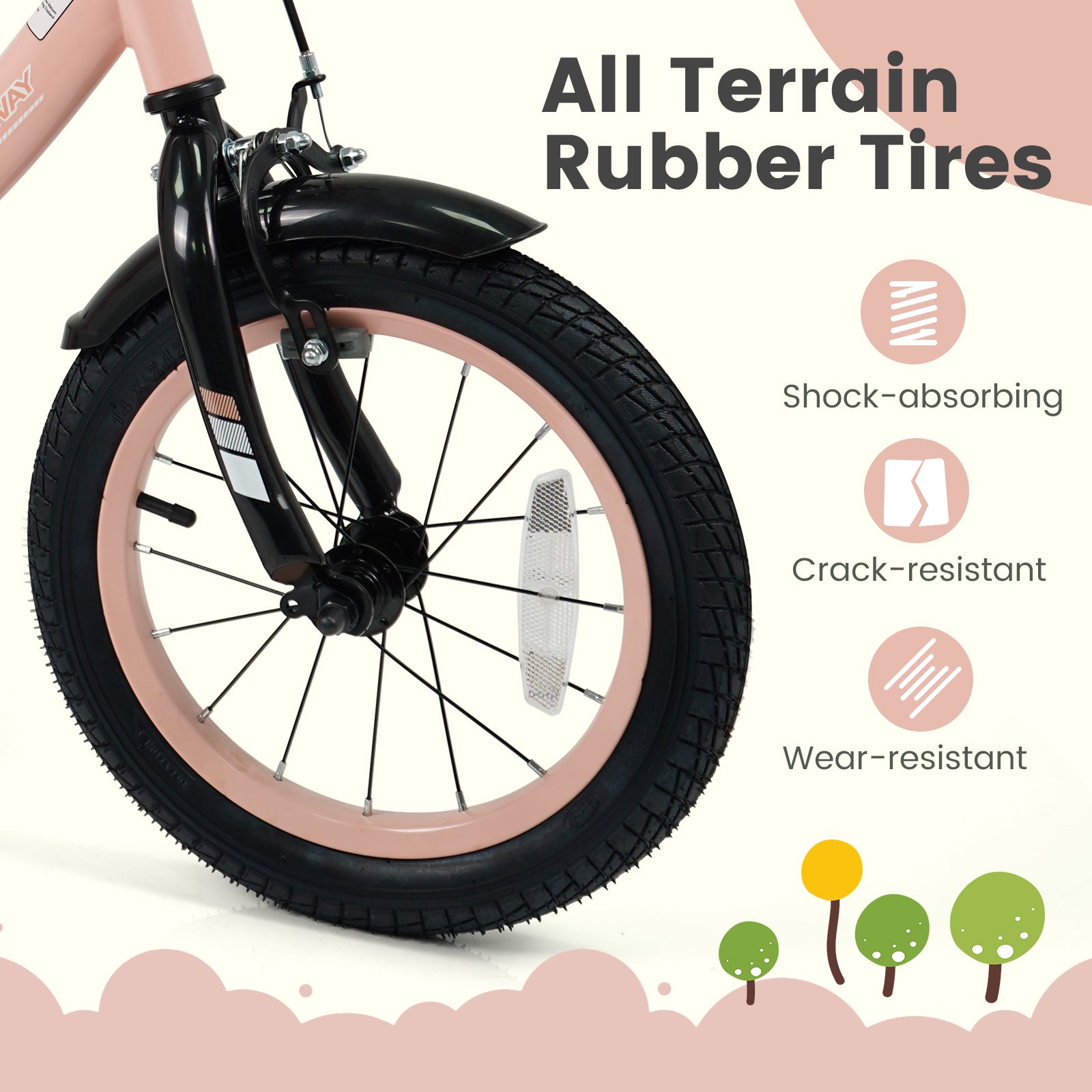 14 Inch Kids Bike Adjustable with Removable Training Wheels Pink for 3-8 Years Old, Pink Kids Bike at Gallery Canada