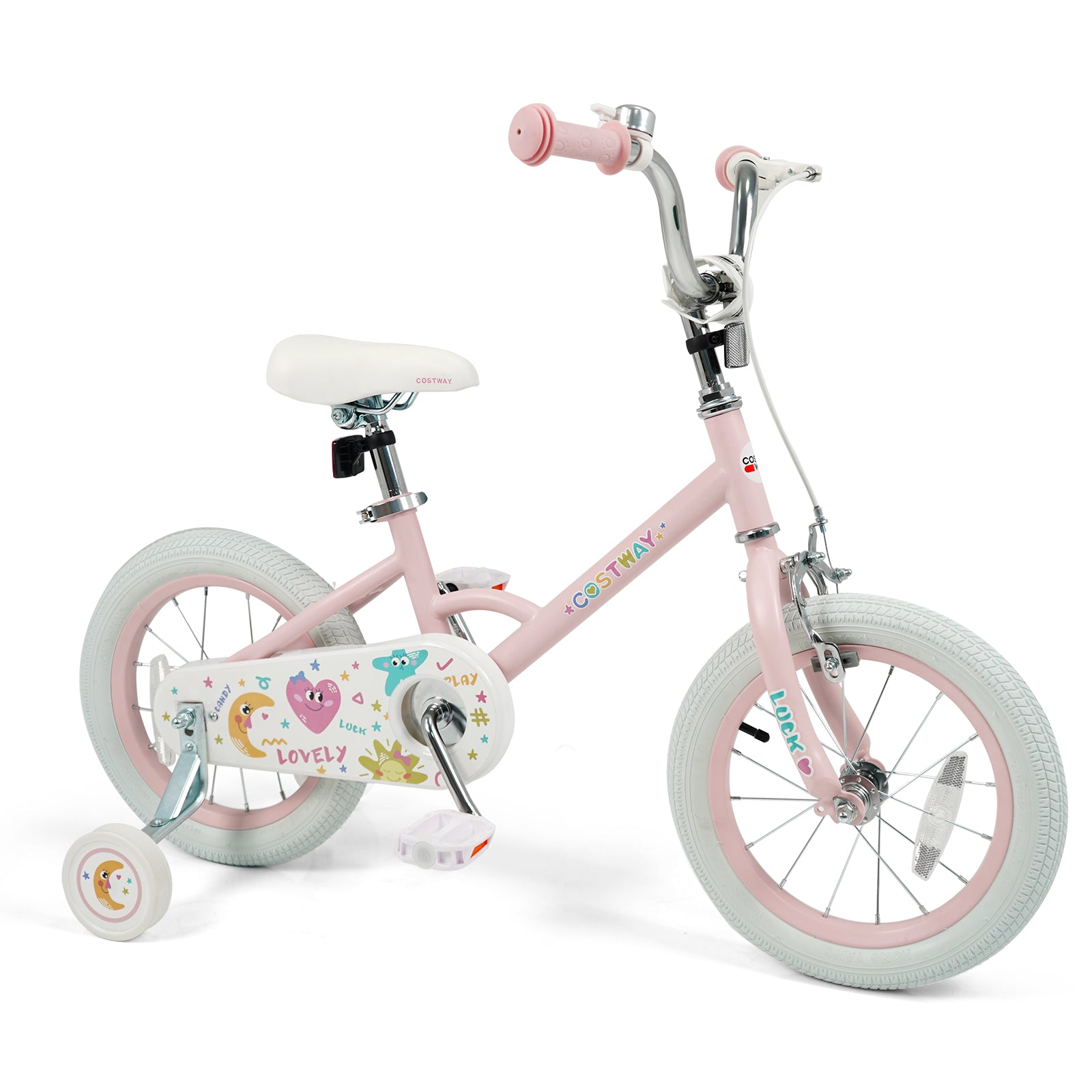 14 Inch Kids Bike Adjustable for 3-8 Years Old Children Pink - Stars & Moon, Pink Kids Bike Pink at Gallery Canada