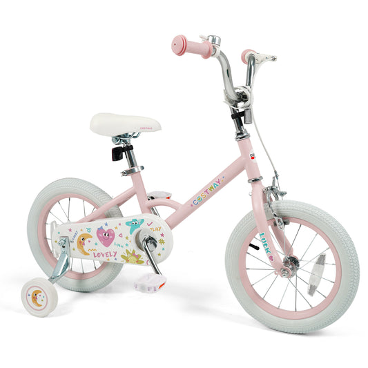 14 Inch Kids Bike Adjustable for 3-8 Years Old Children Pink - Stars & Moon, Pink Kids Bike Pink at Gallery Canada