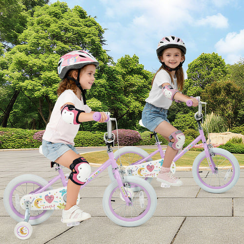 14 Inch Kids Bike Adjustable for 3-8 Years Old Children Purple - Stars & Moon, Purple